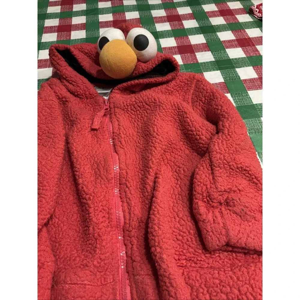 Sesame Street Elmo Little Kids Faux Fur‎ Zip Up Hoodie, red 4T Cozy Warm